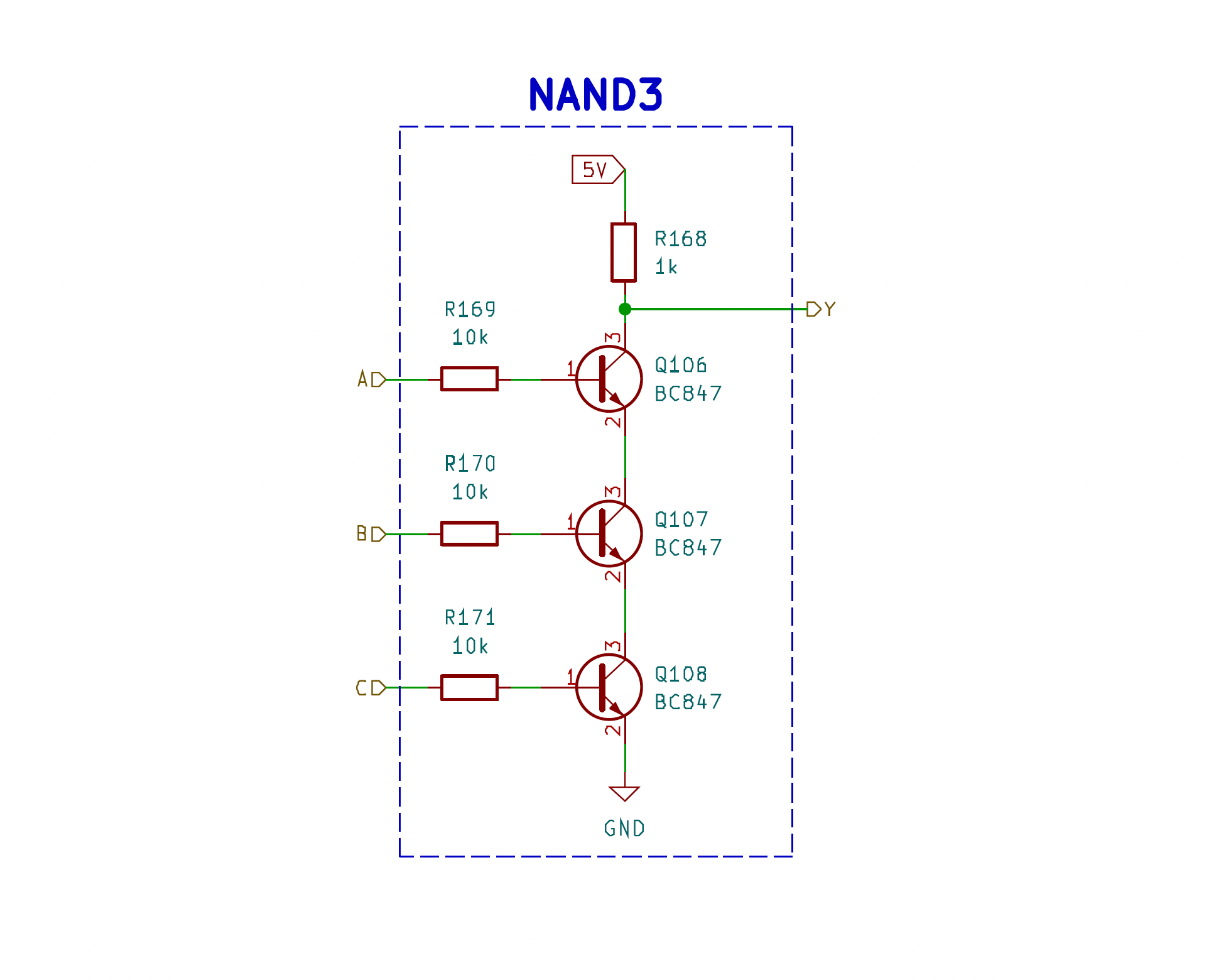 3-input RTL NAND gate subcircuit
